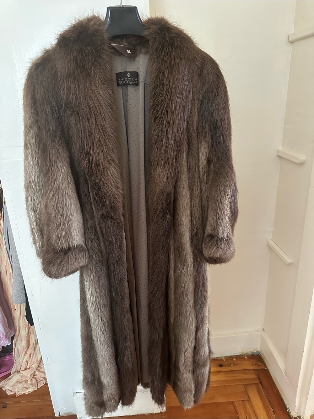Bloomingdale's vintage long-hair natural beaver fur coat